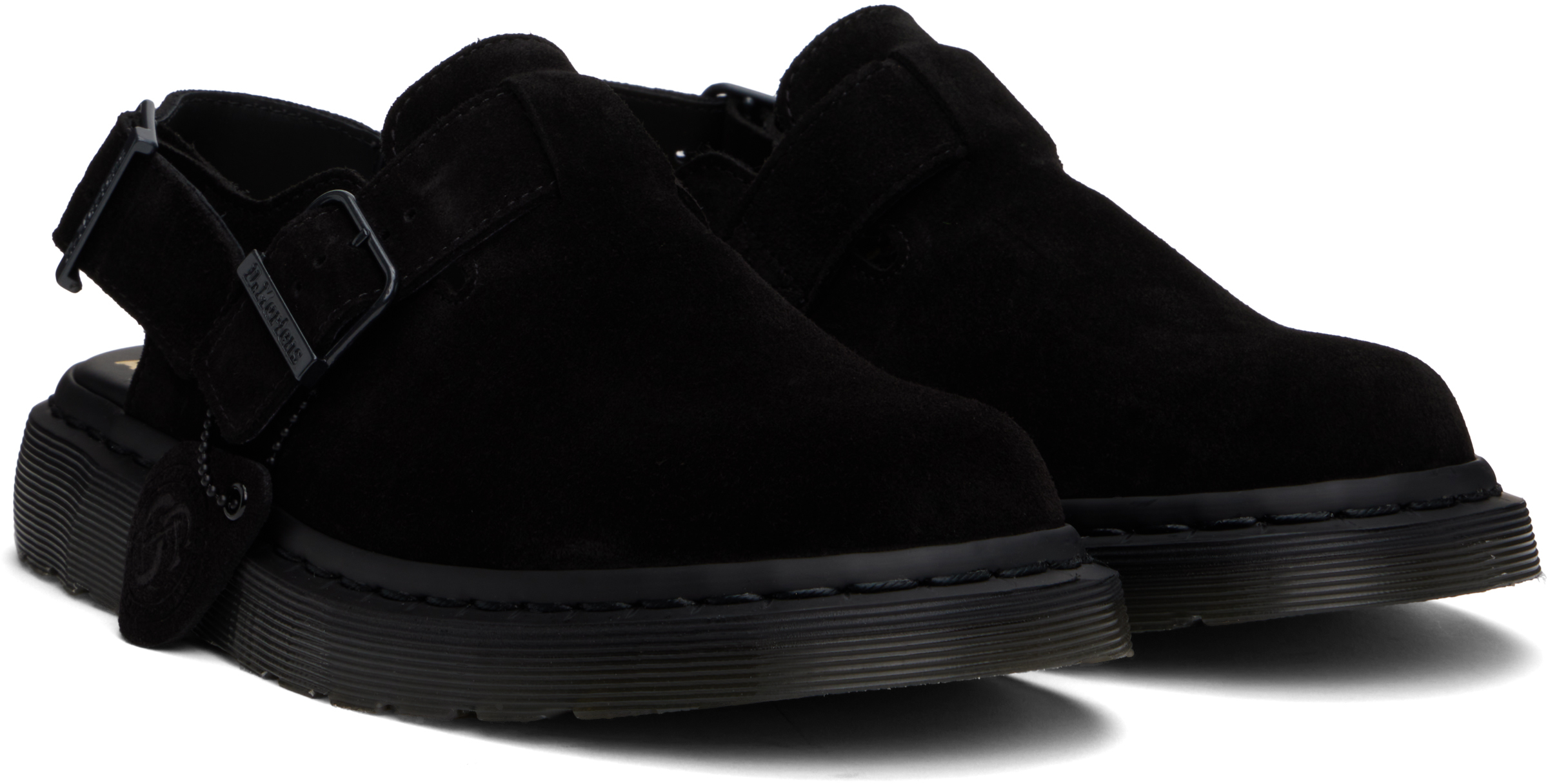 Dr. Martens Black Jorge Made In England Suede Slingback Mules