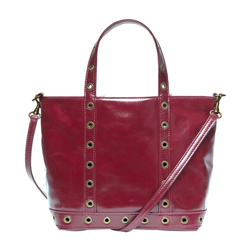 Small crinkled leather and eyelets Cabas tote