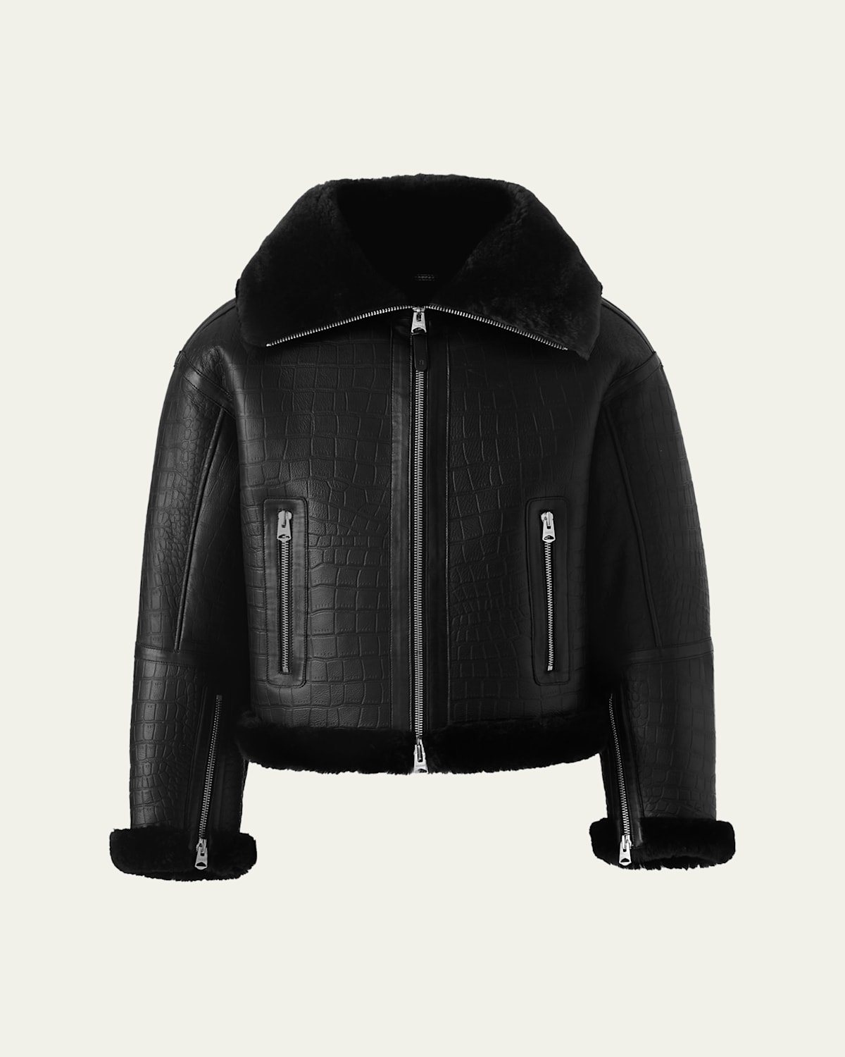 Men's Memphis Croc-Effect Oversized Shearling Jacket
