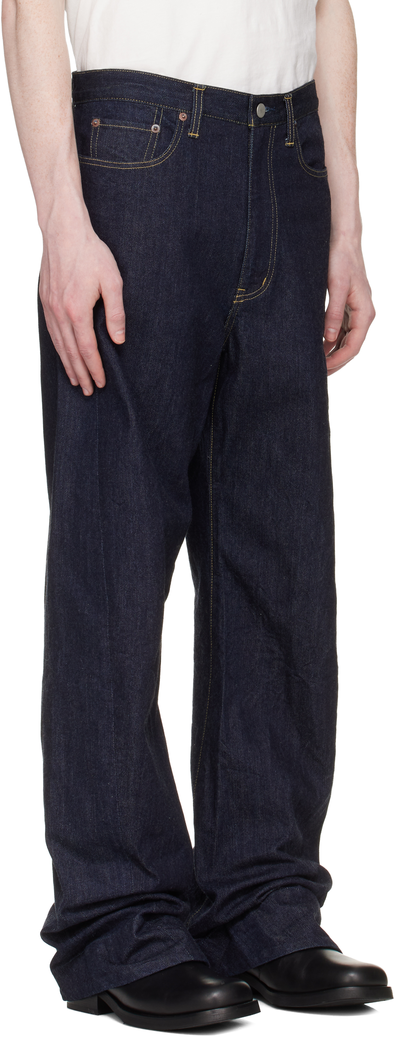 Navy Twist Cut Jeans
