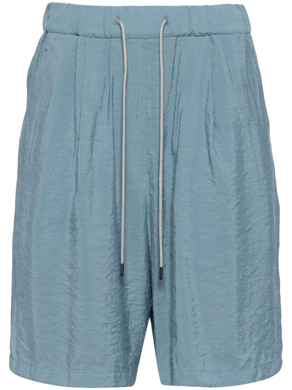 Drawstring-waist straight-leg shorts - Blue