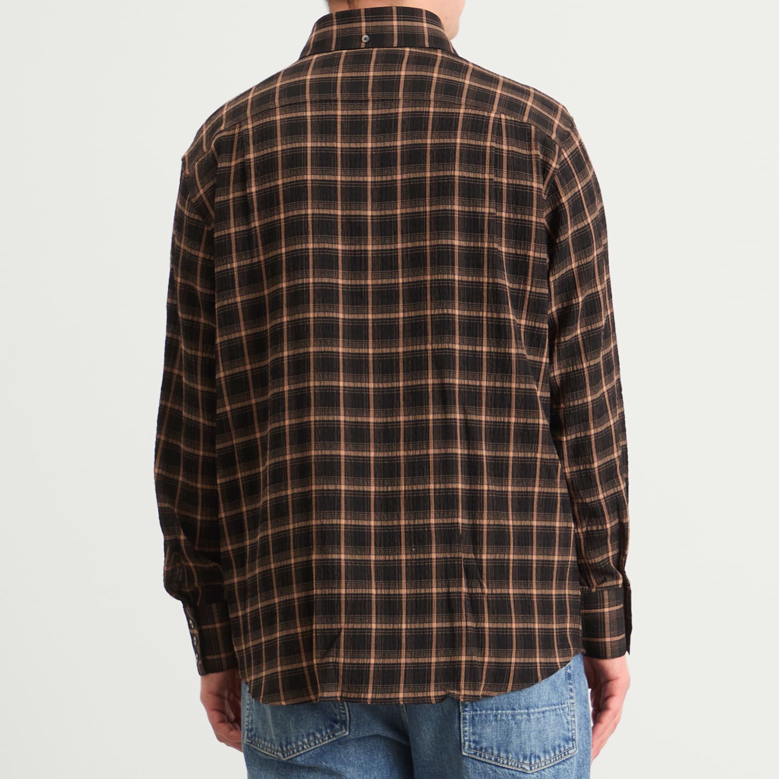 Men's Plaid Business Shirt Brown Check
