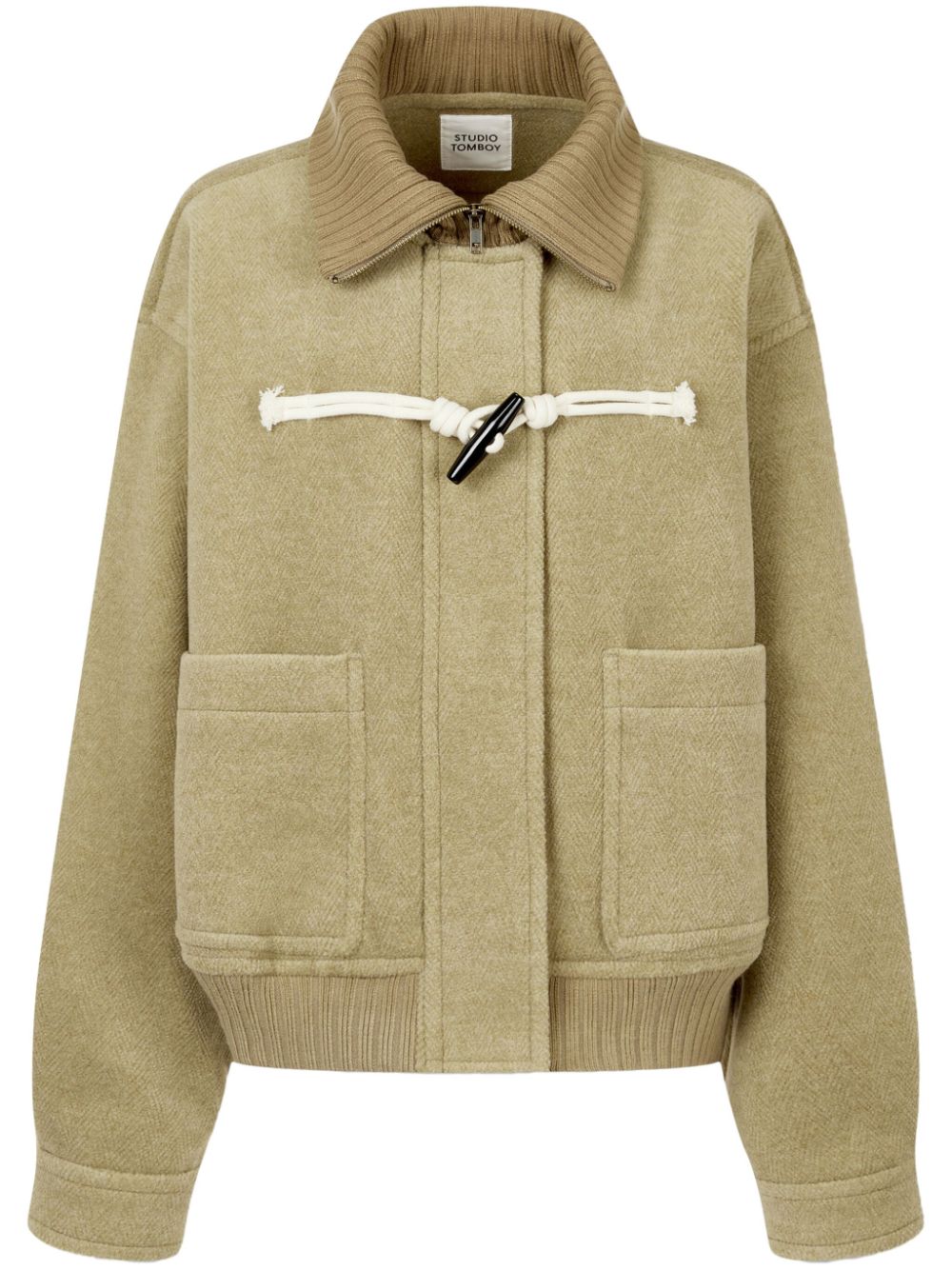 Herringbone-pattern jacket - Neutrals