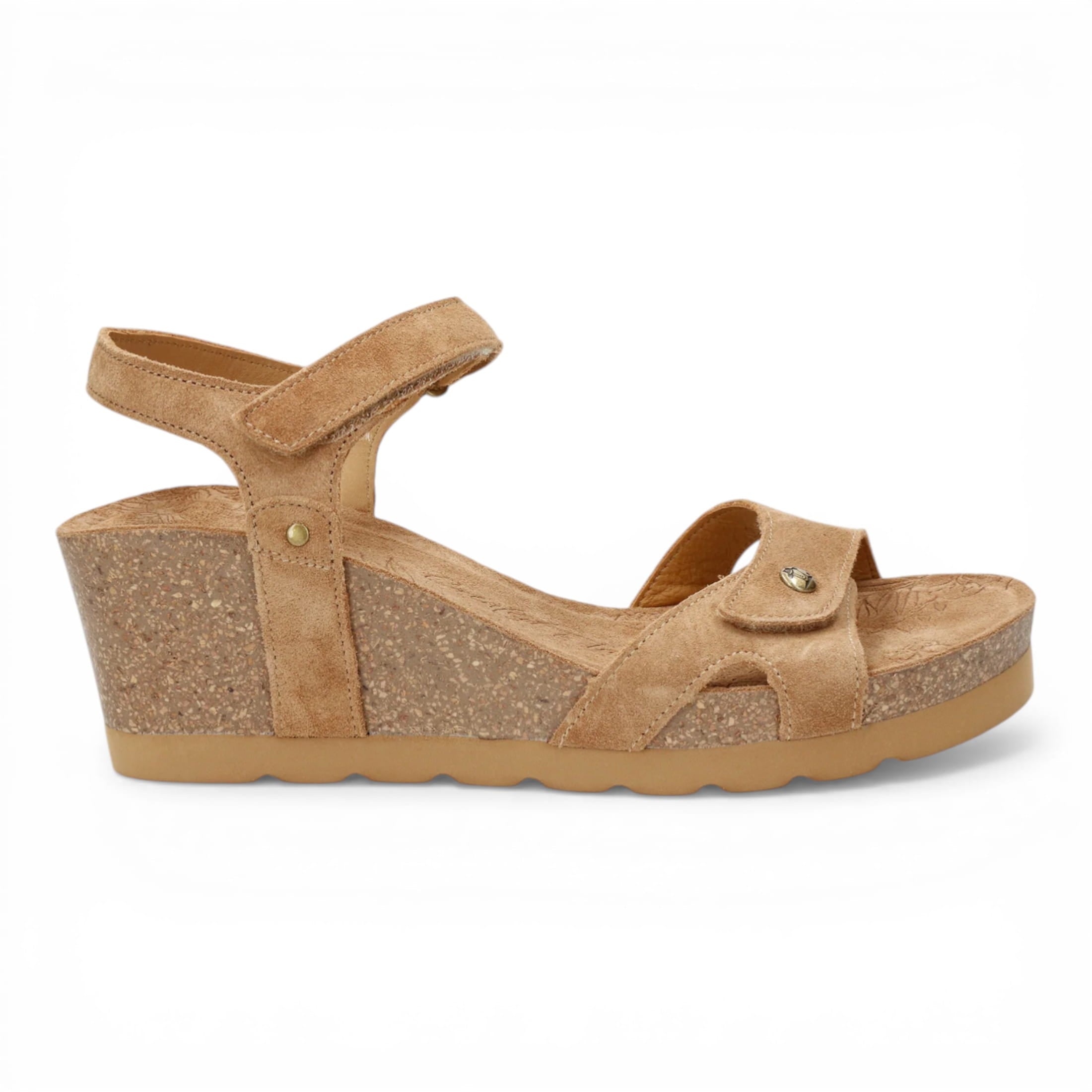 Women's Wedge Bark Brown Suede Leather Sandals - Julia B74