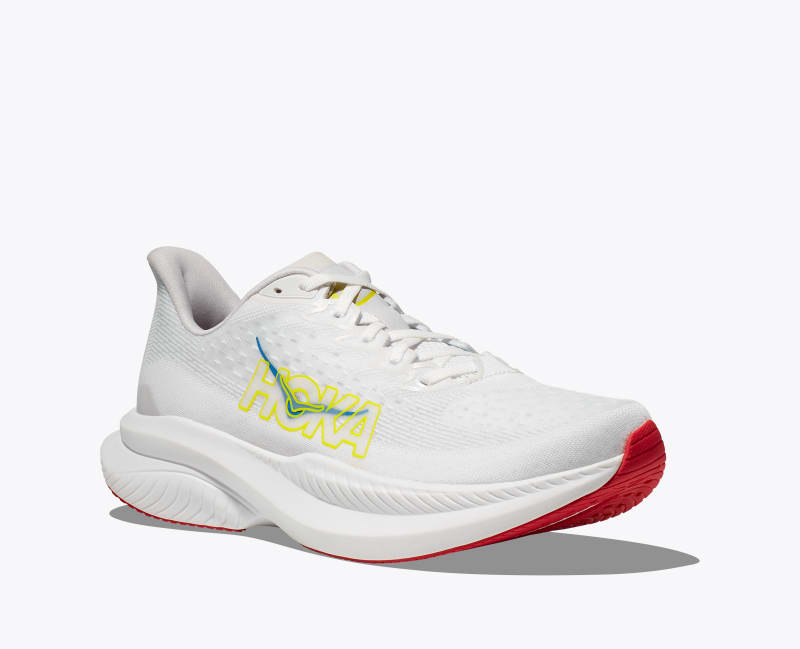 HOKA Men's Mach 6 Shoes in White/Nimbus Cloud