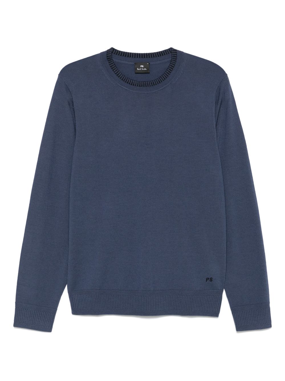 Contrast-collar merino wool sweater - Black