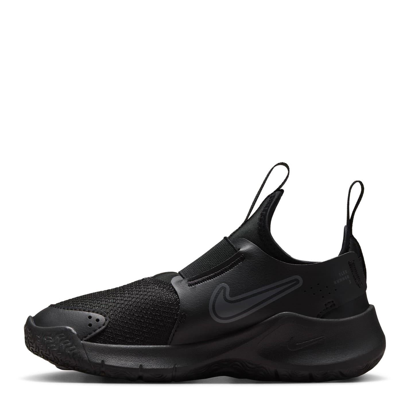 Nike Boys Flex Runner 3 Low Top Running Sneakers in Triple Black - Kid