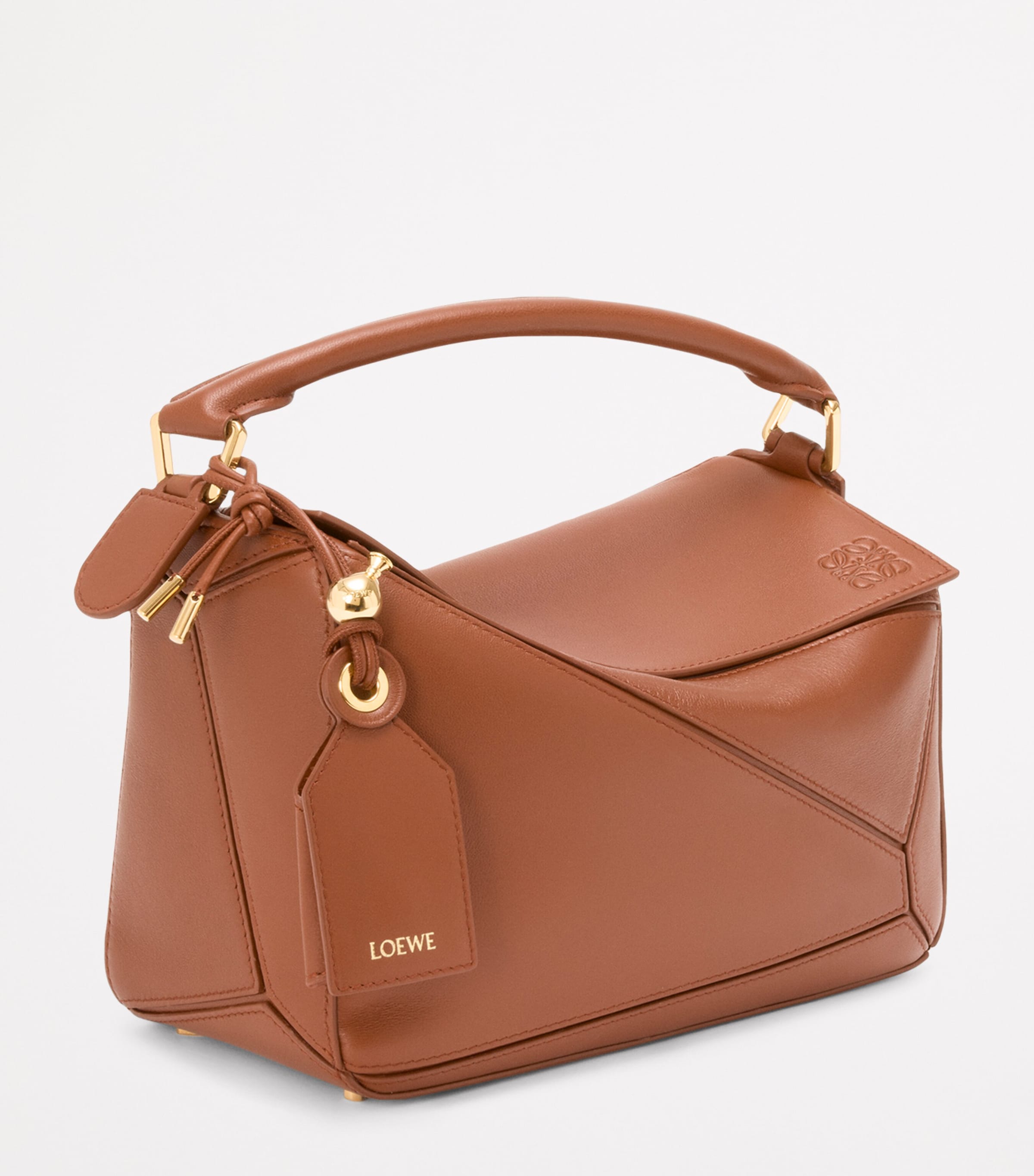 Small Leather Featherlight Puzzle Top-Handle Bag