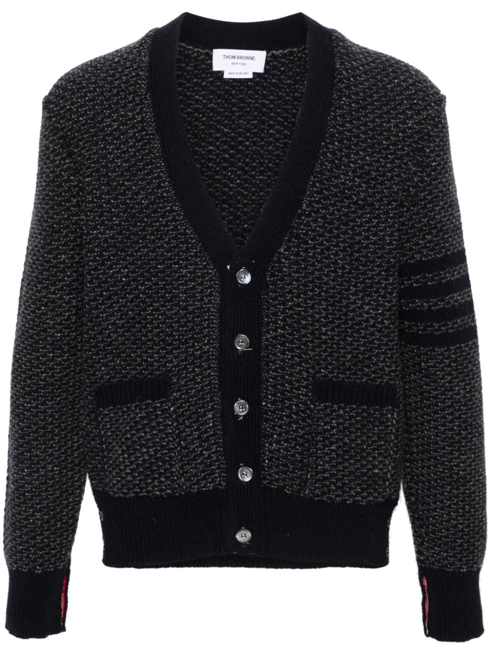 4-Bar textured-knit cardigan - Blue