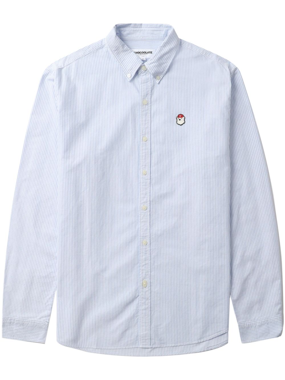Pinstripe-pattern cotton shirt - Blue
