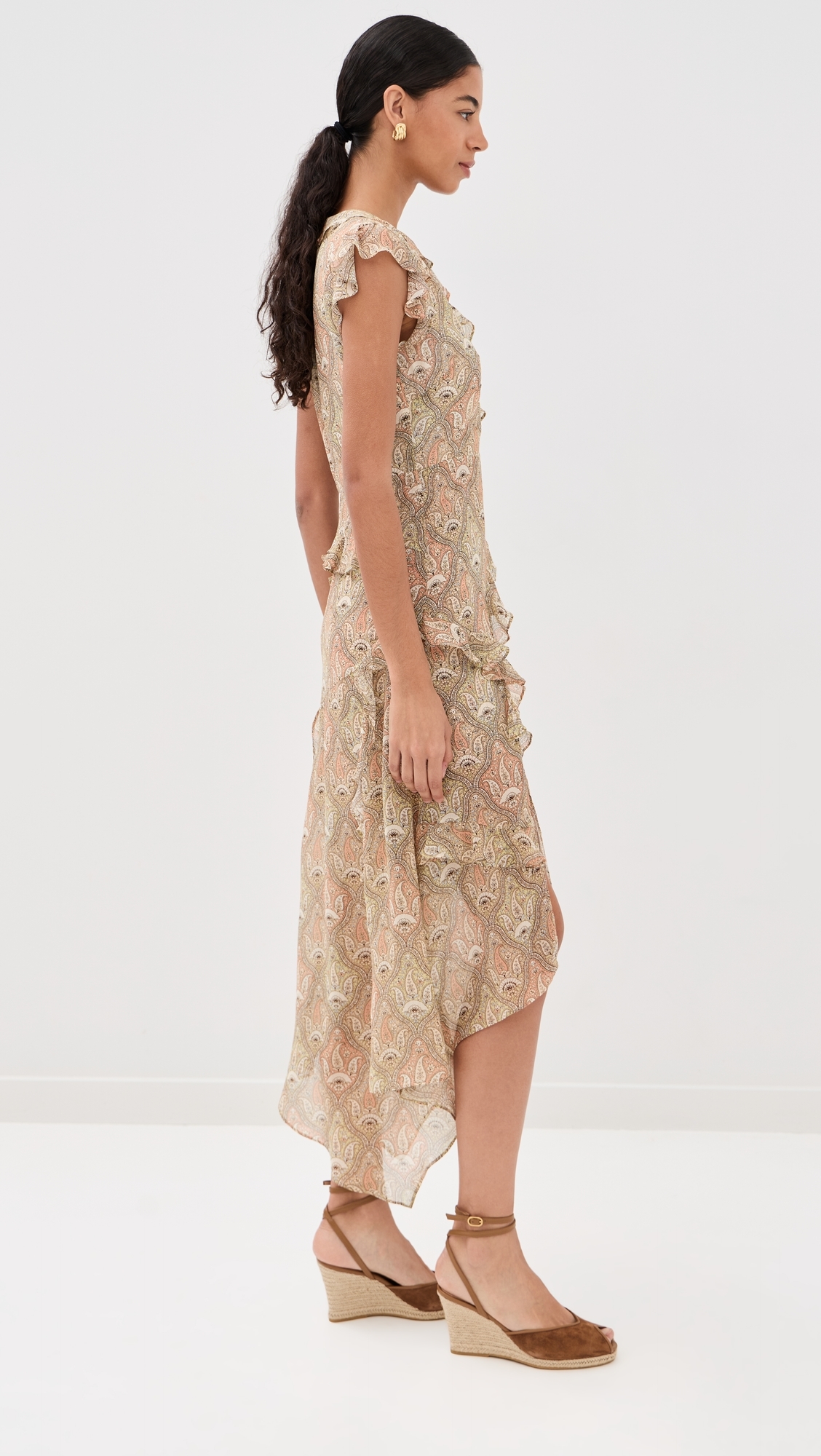 Avenel Silk Dress STONE KHAKI MULTI