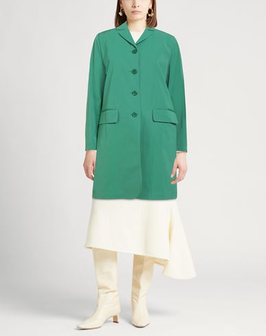 Woman Overcoat & Trench Coat Green Size 12 Polyester, Cotton