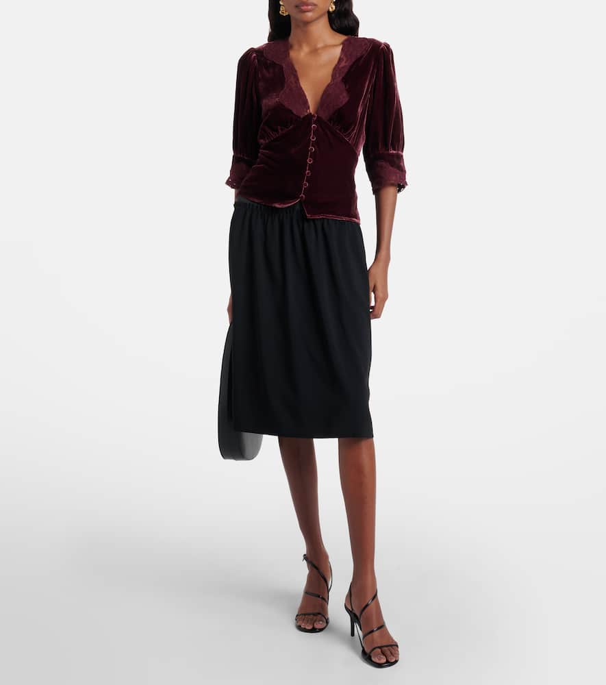 Amanda lace-trimmed velvet top