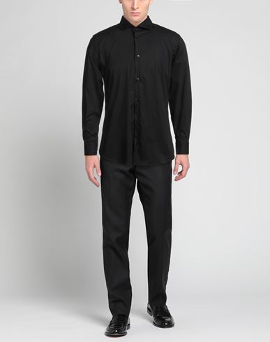 Man Shirt Black Size 16 Cotton, Elastane