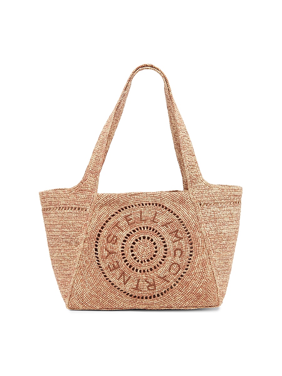 Women's Salt & Pepper Crocheted Raffia Tote Bag - Natural Teak
