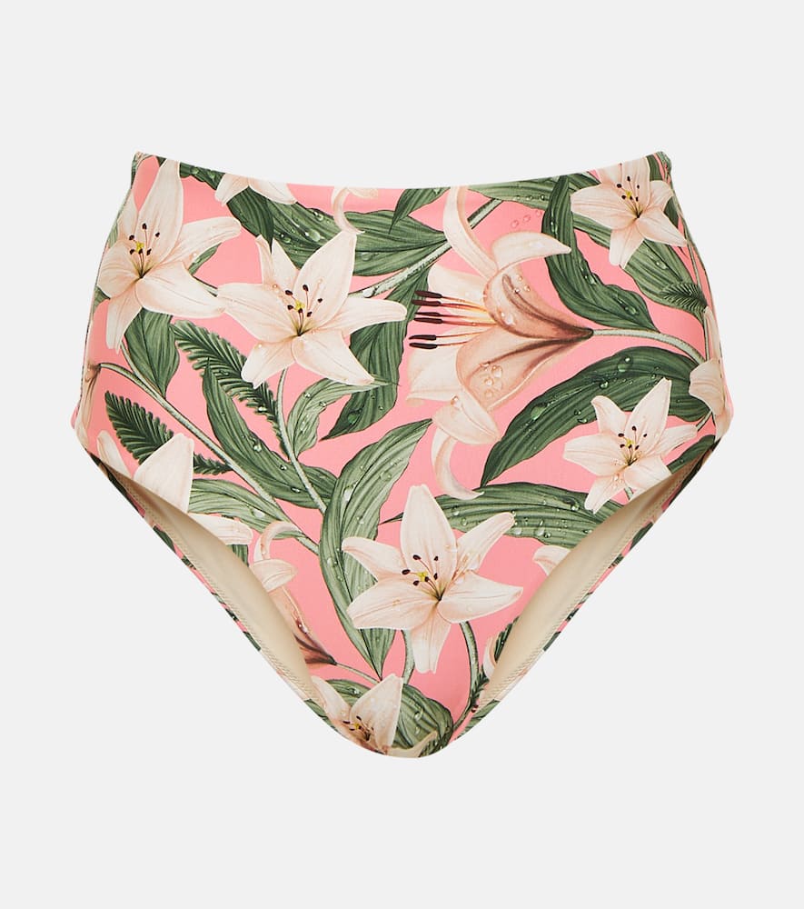 Magenta floral high-rise bikini bottoms
