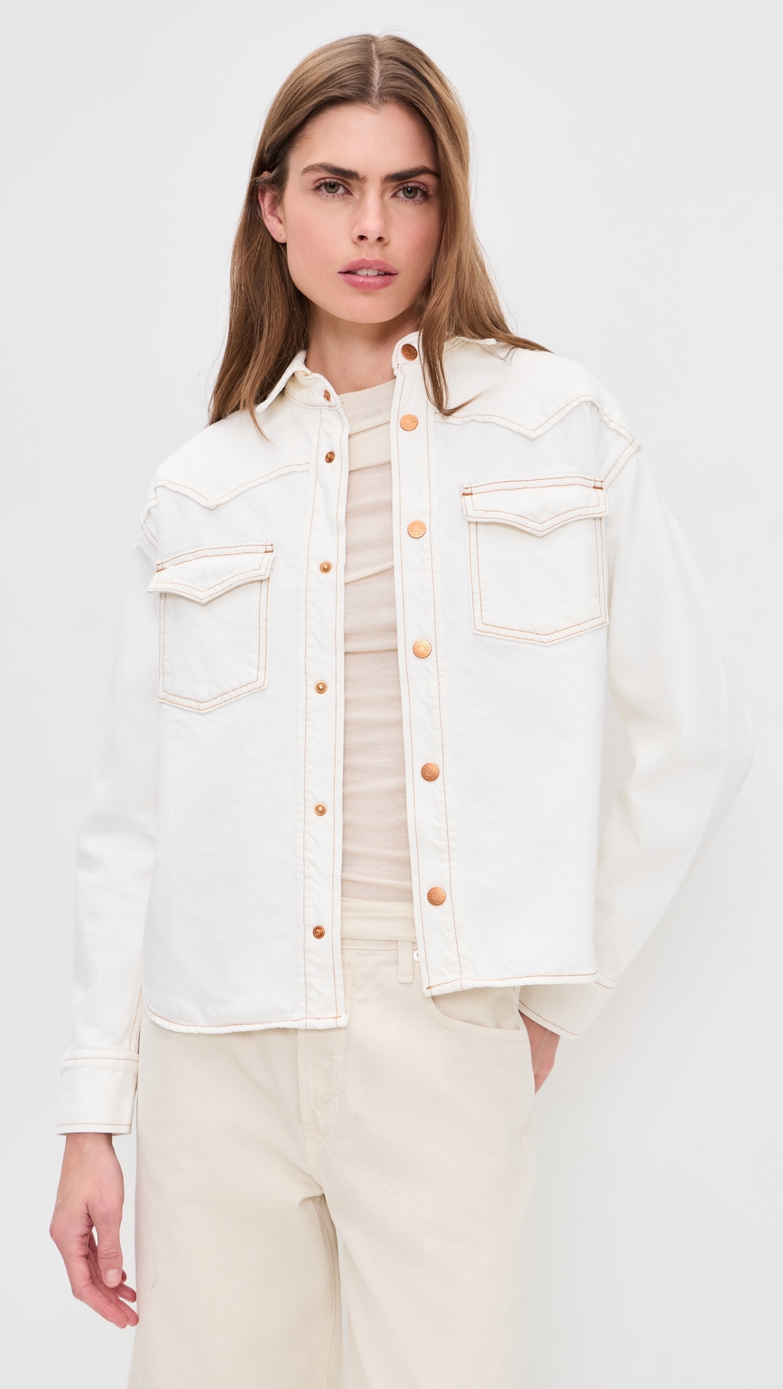 Cassidy Denim Button Down Shirt Natural White