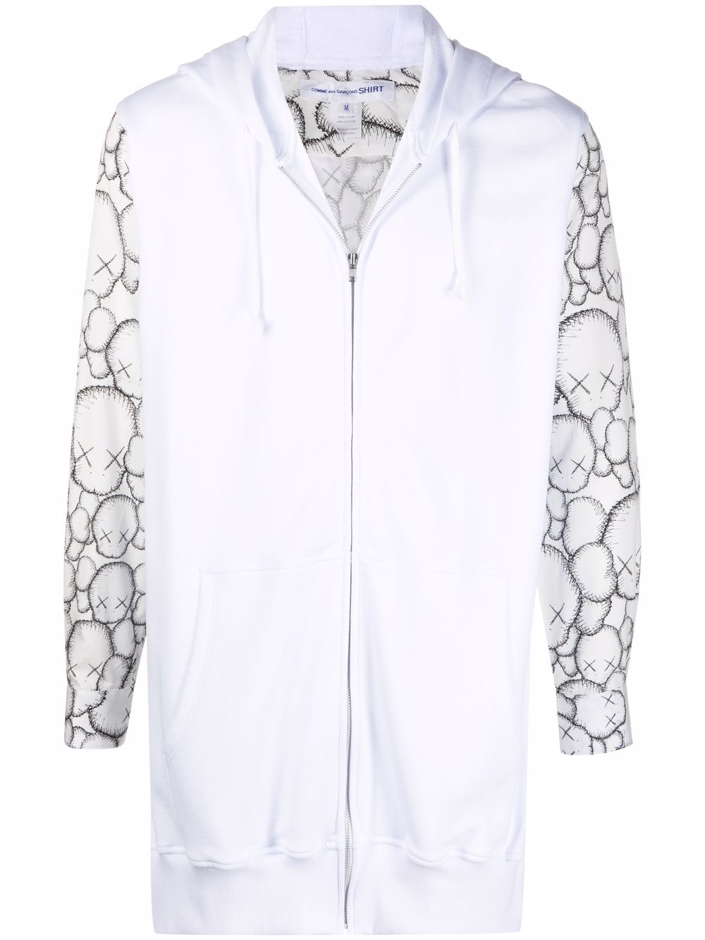 Graphic-print zip-up hoodie - White
