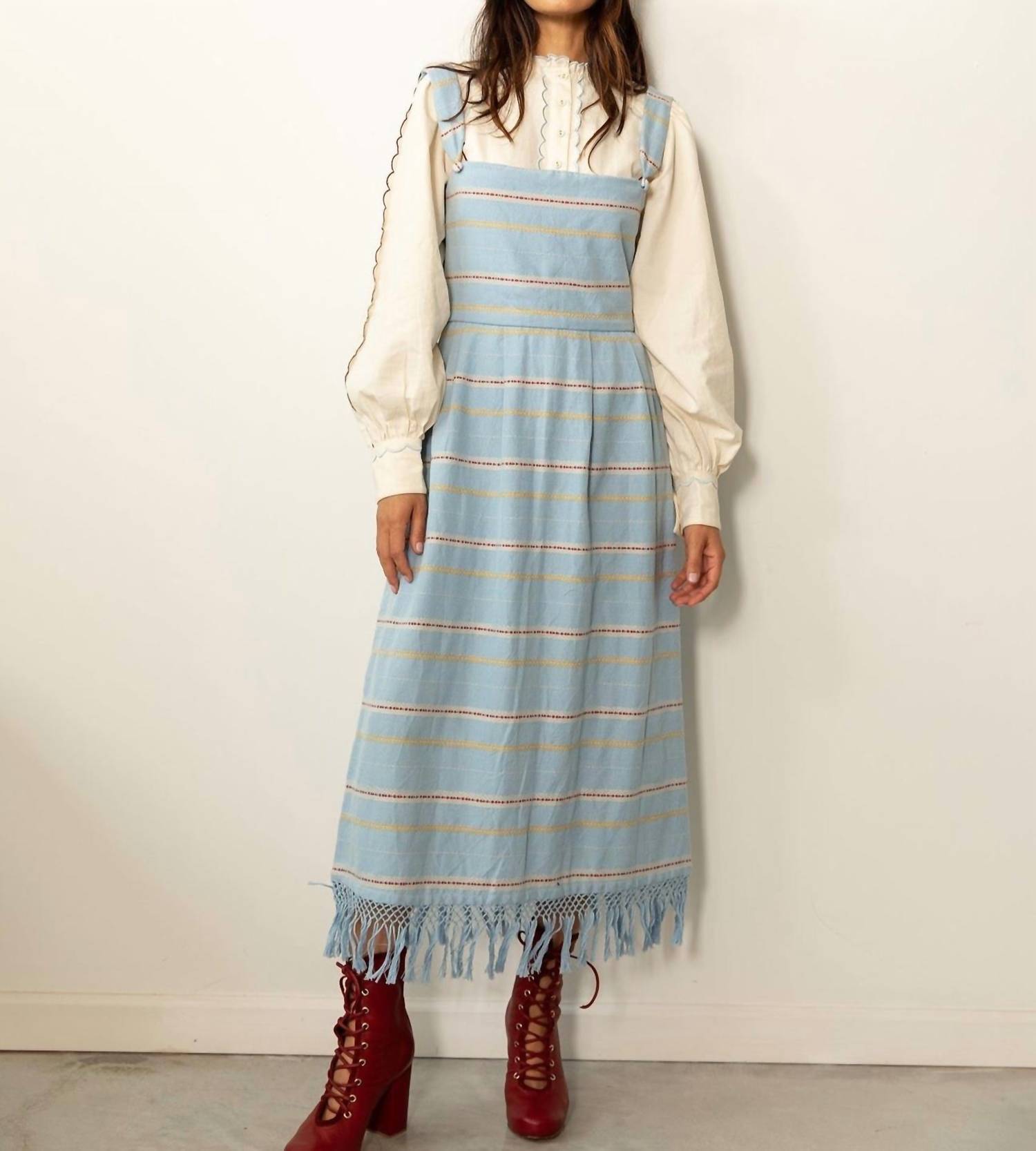 Women's Kuna Fringe Dress In Cielo