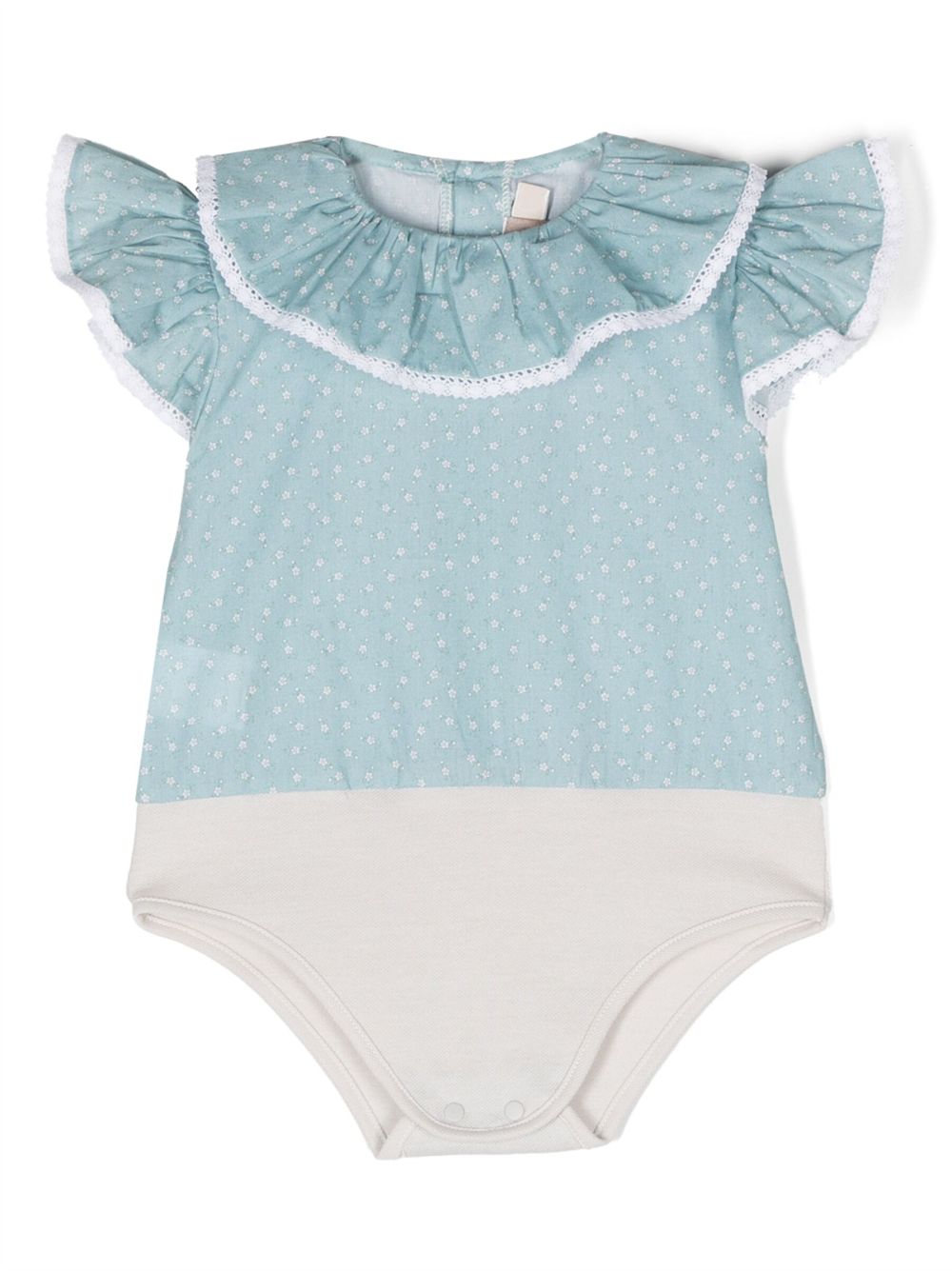Floral-print cotton bodysuit - Blue
