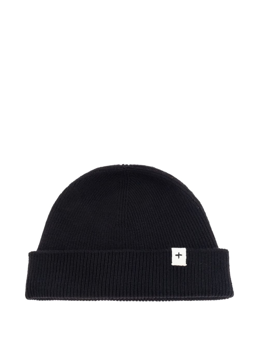 Ribbed logo beanie hat - Black