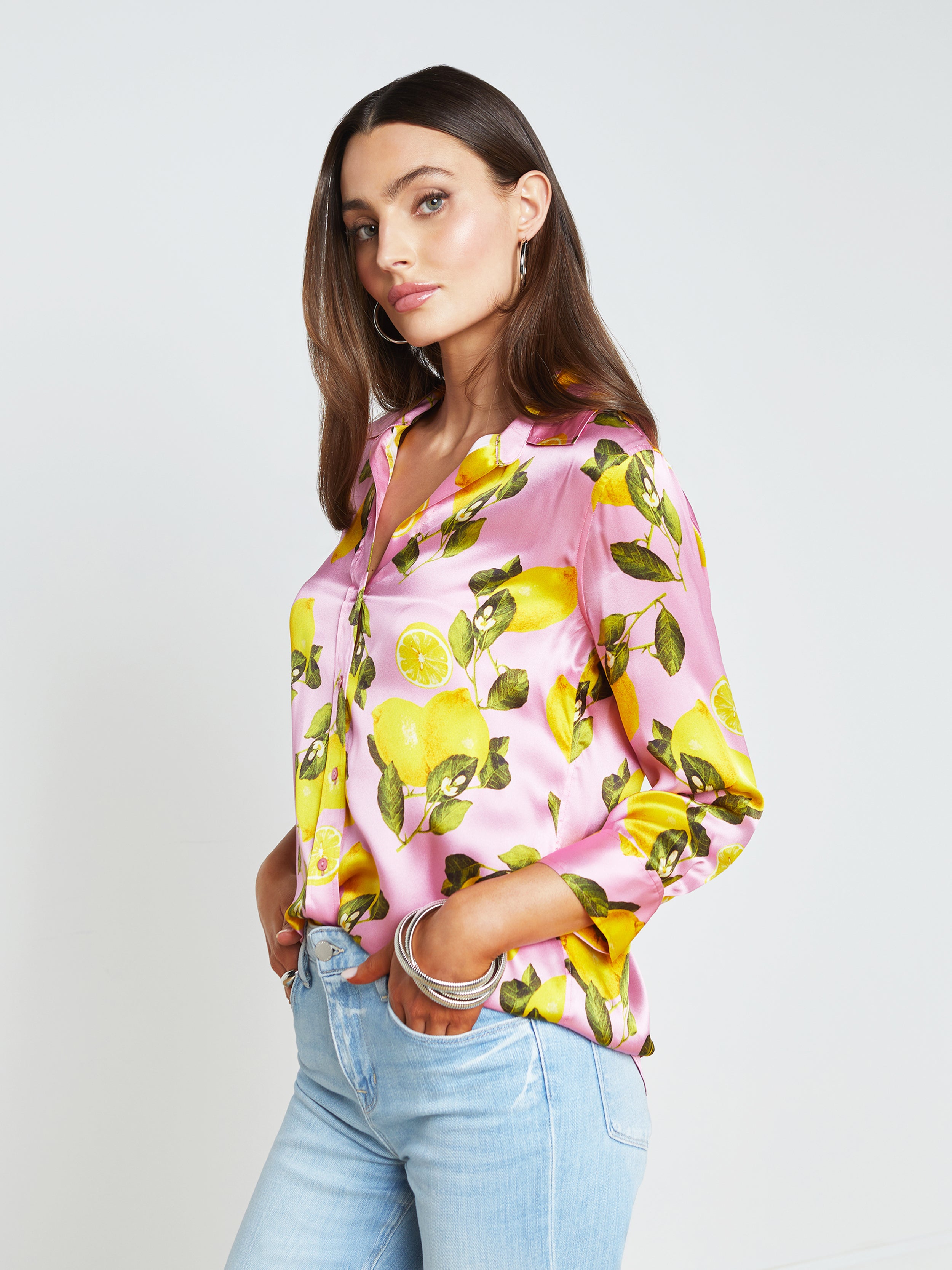 Dani Silk Blouse Top In Cotton Candy
