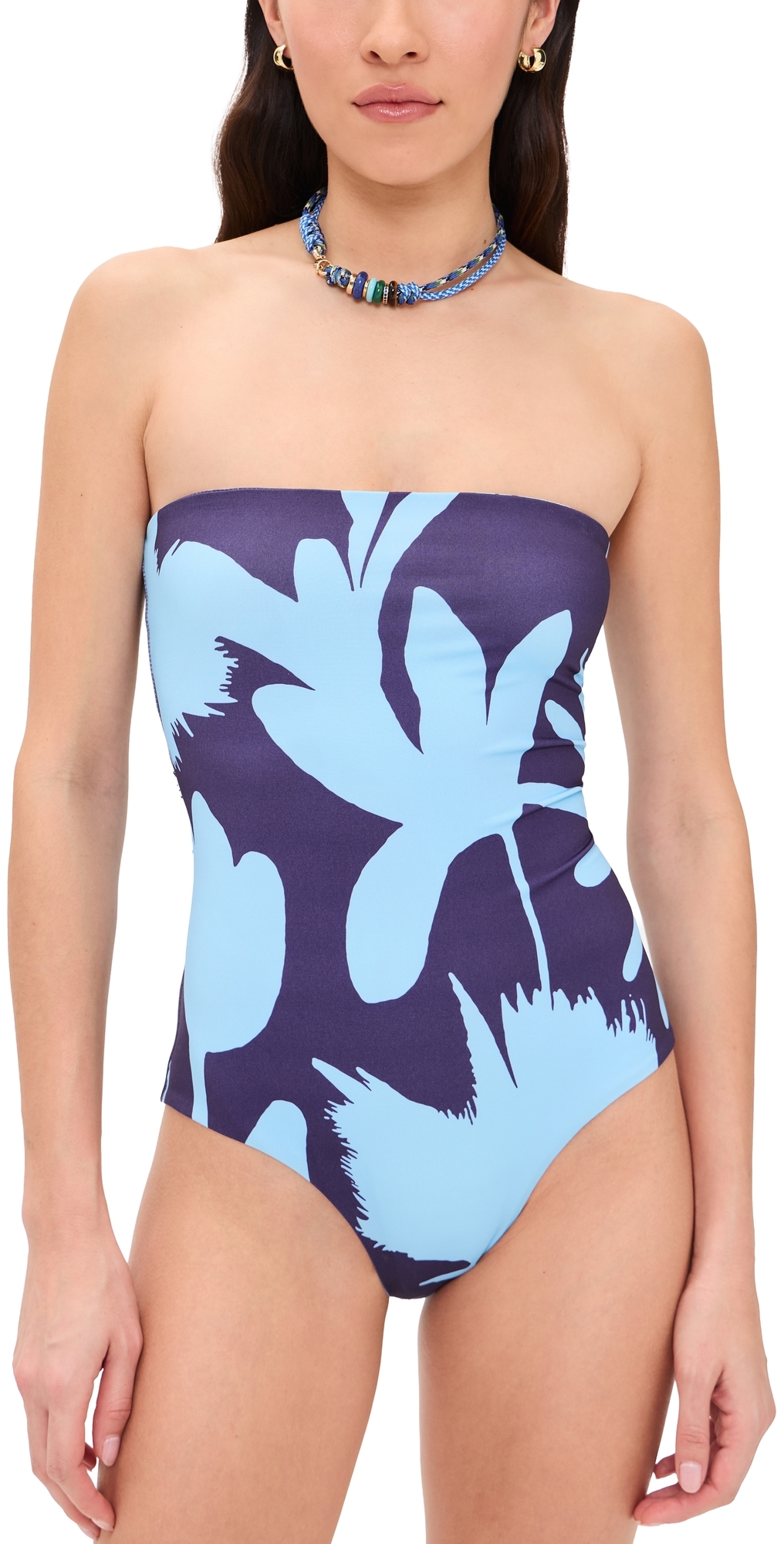 Soleil Strapless Swimsuit Midnight Garden