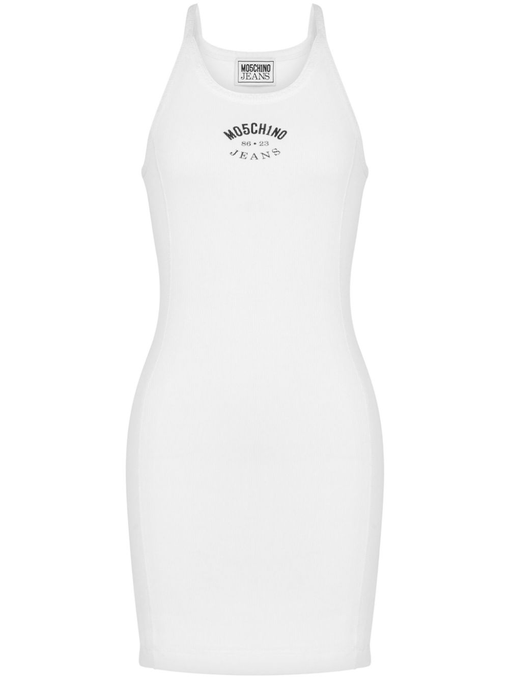 Logo print cotton blend dress - White