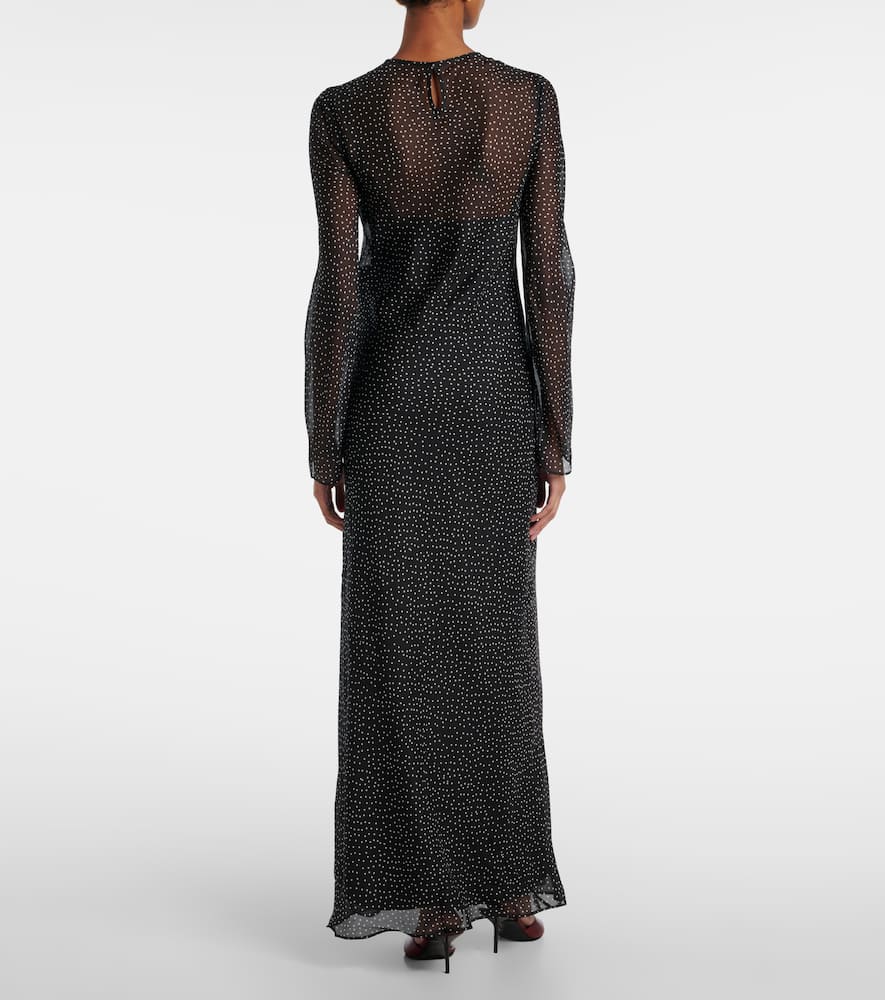 Polka-dot silk maxi dress