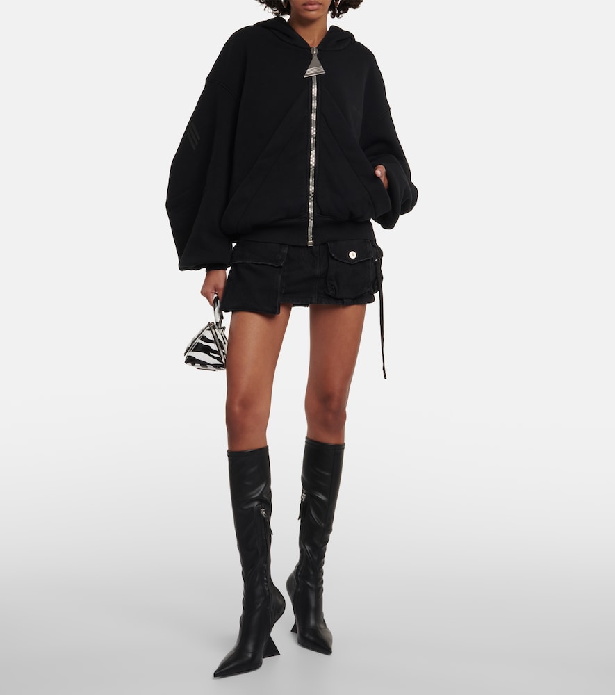 Low-rise cargo denim miniskirt