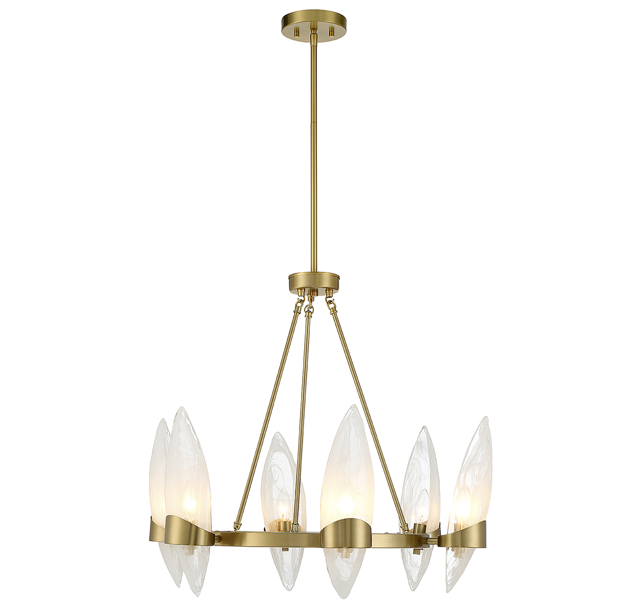 Warm Brass Six Light Chandelier from the Nouvel Collection