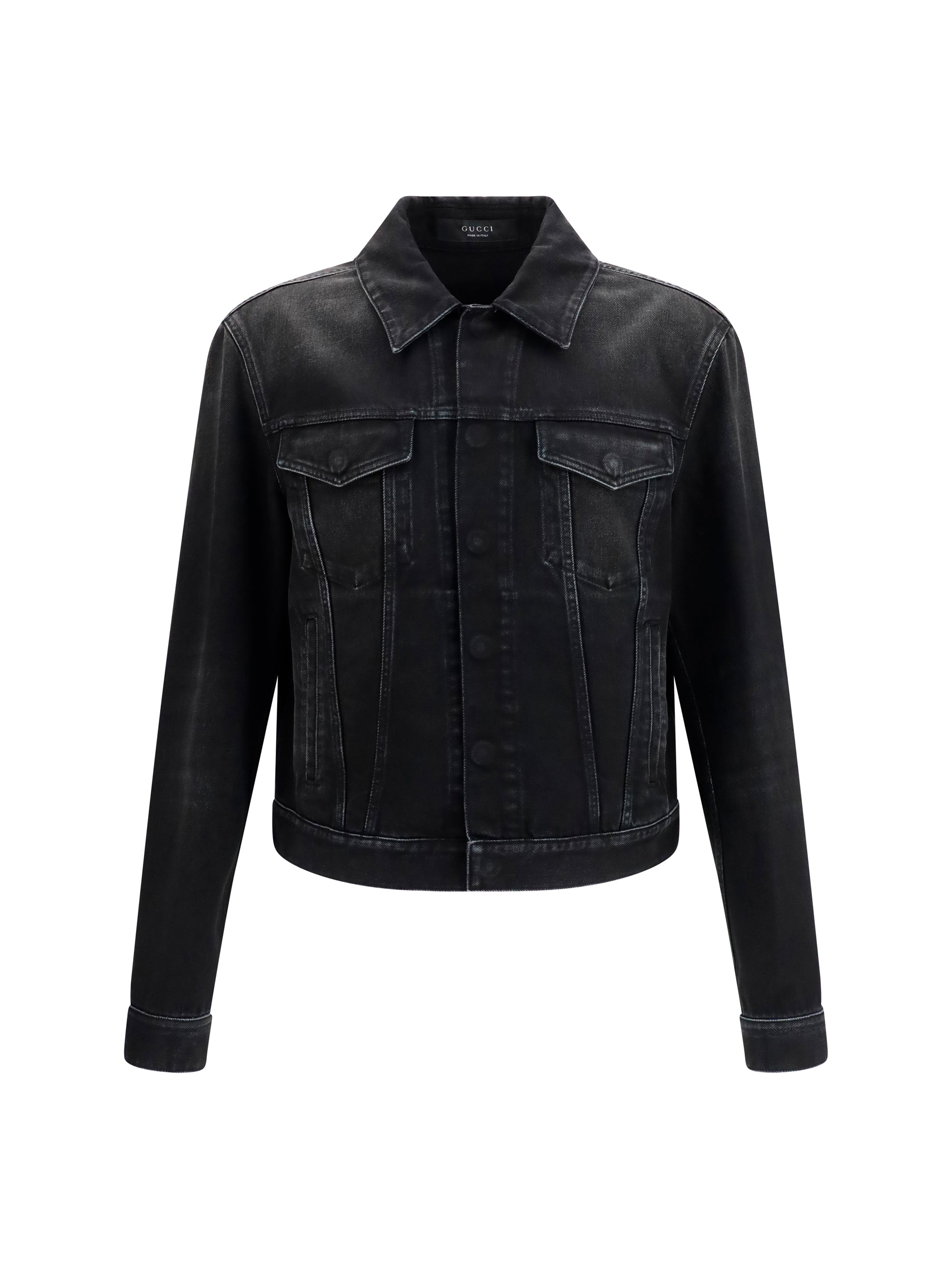 GG Jacquard Cotton Denim Jacket — Black