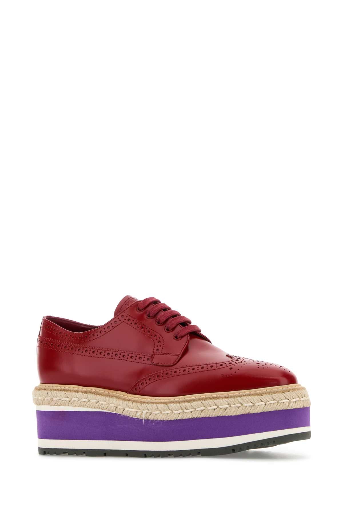 Prada Red Leather Lace Up Shoe