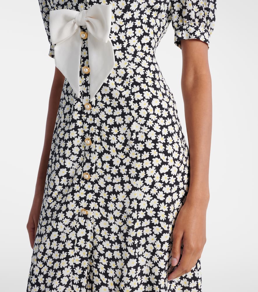 Floral printed silk midi dress