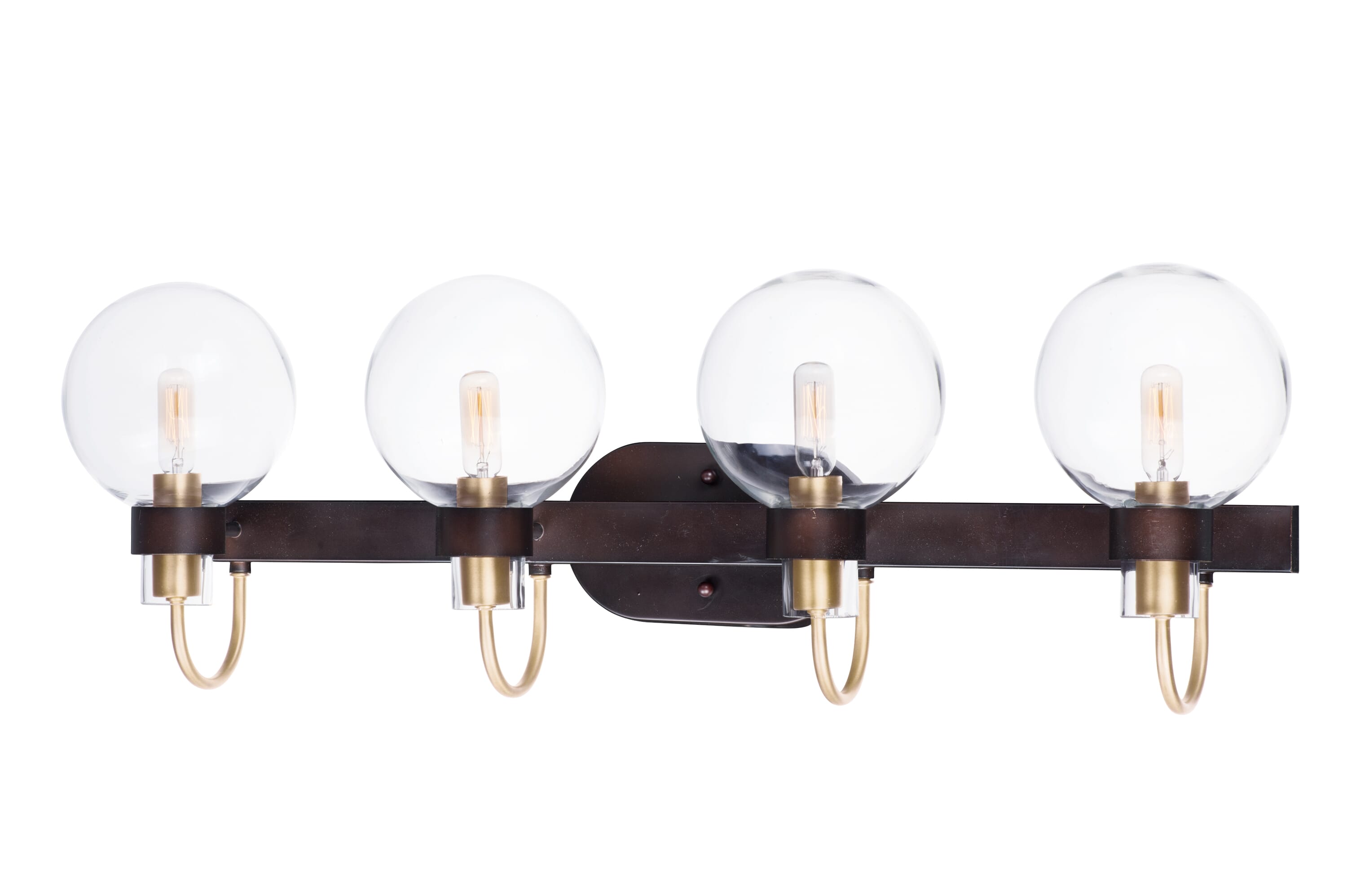 Maxim Bauhaus 4-Light Bathroom Vanity Light in Bronze and Satin Brass - 30514CLBZSBR