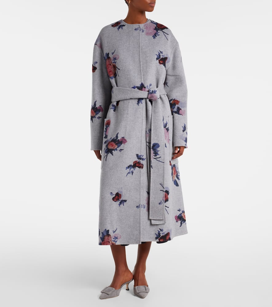 Floral wool coat