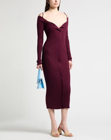 Philosophy Di Lorenzo Serafini Woman Midi dress Burgundy Size 6 Lyocell, Virgin Wool, Polyamide, Elastane