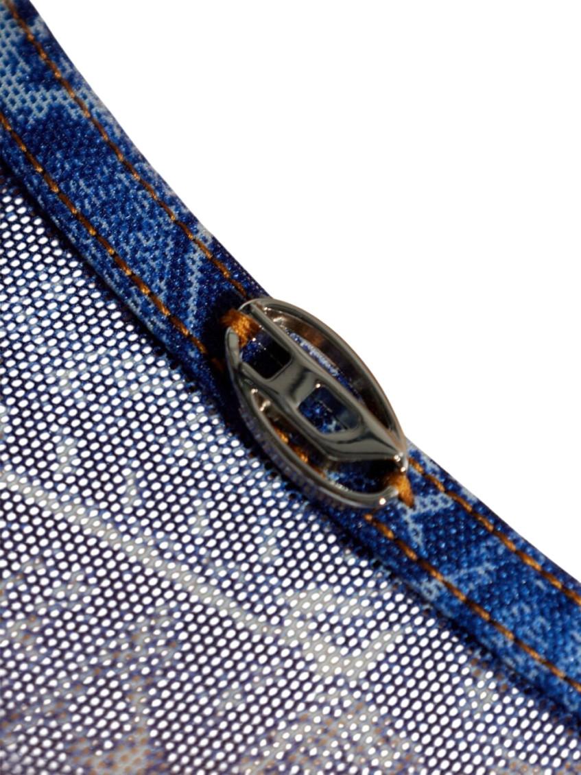 Diesel - sheer crew neck top denim print