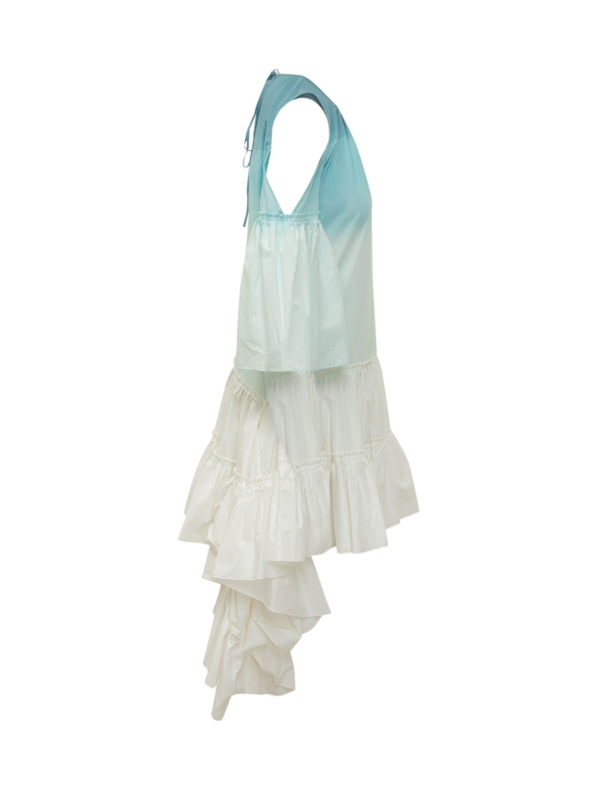 Blue Ombre Round Neck Midi Dress