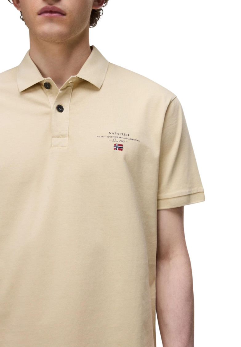 Natural None Solid Shirt Collar Polo