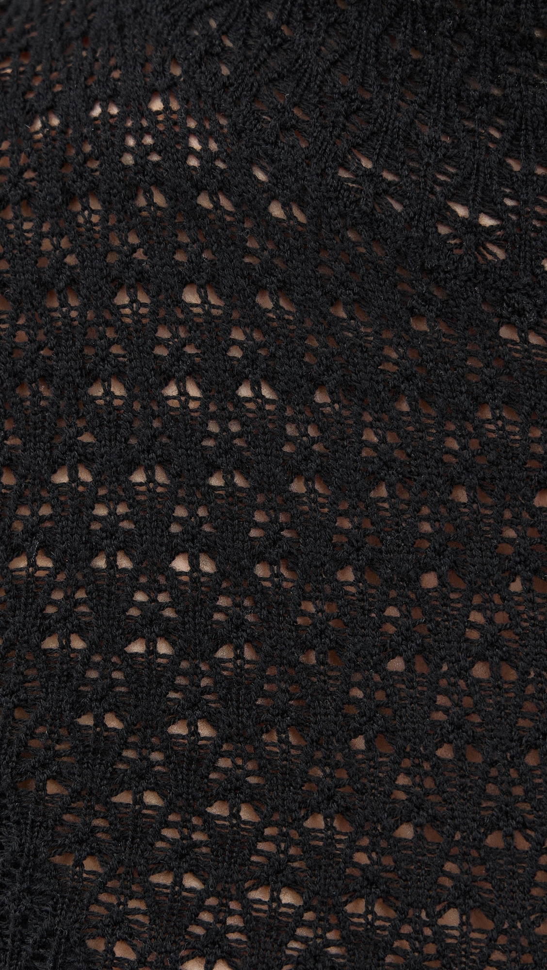 Marlo Lace-Like Fitted Mock Neck Tee Black