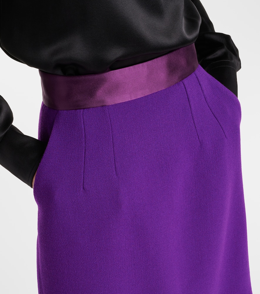 High-rise wool-blend crêpe pencil skirt