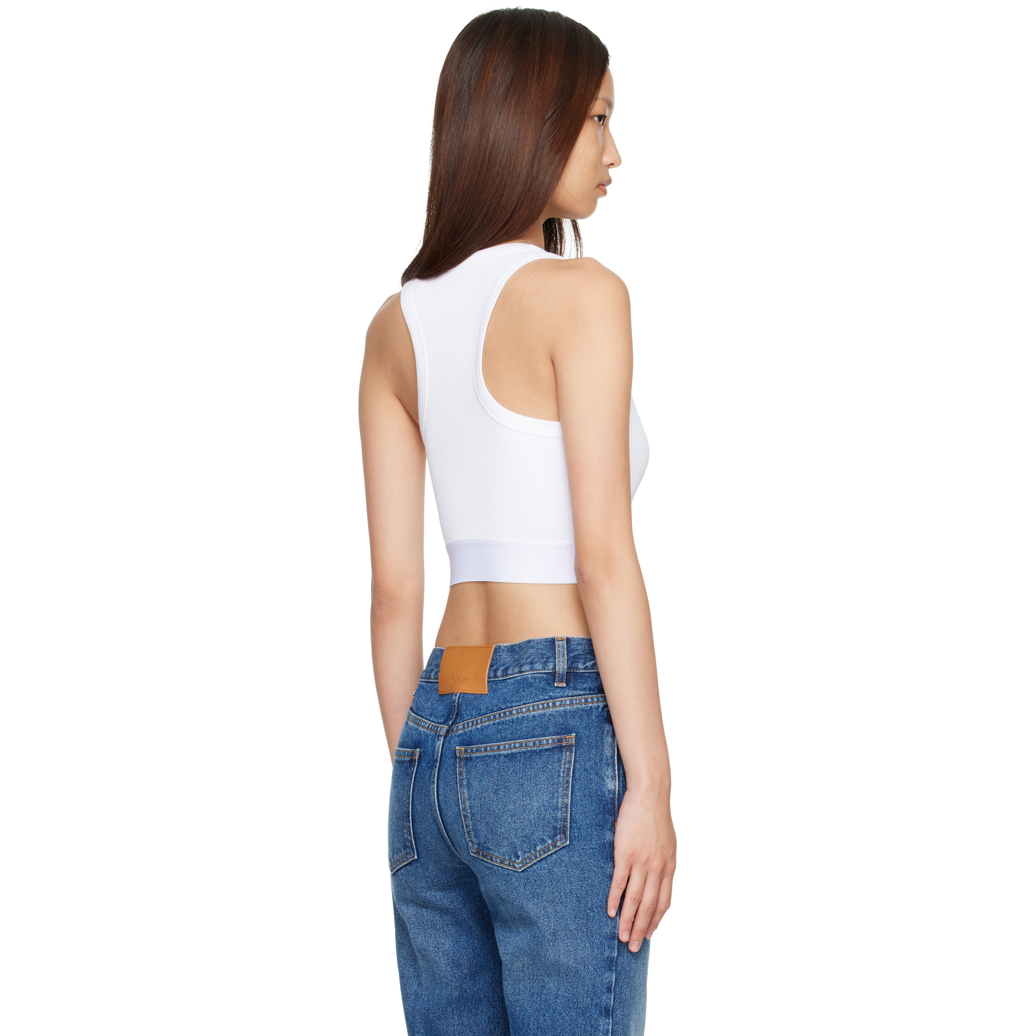 White Cropped Cotton Tank Top