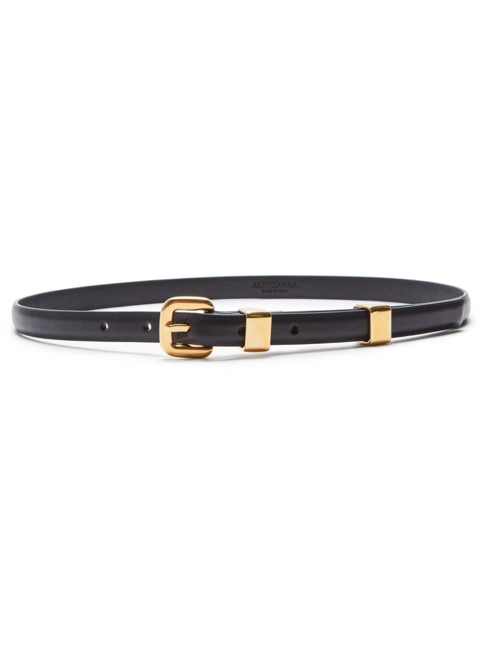 Buckled leather belt - Black