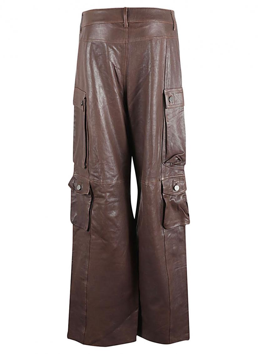 Brown Leather cargo pants