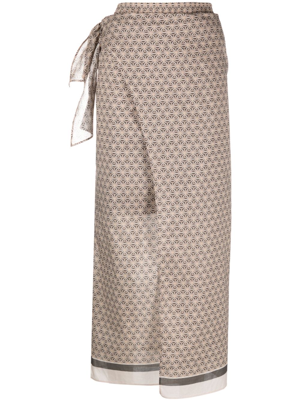 Starburst Flower-print cotton skirt - C6901 beige