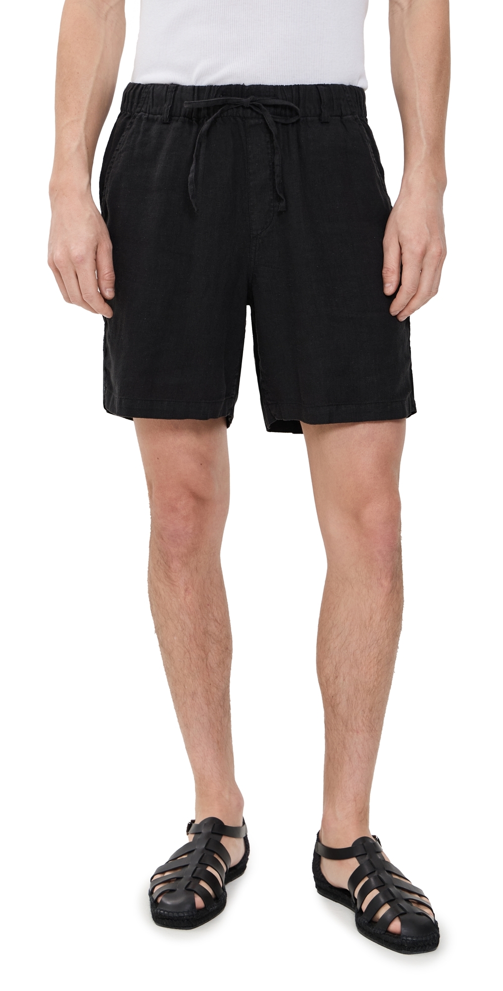 Bather Black Linen Leisure Shorts 6.25 Black