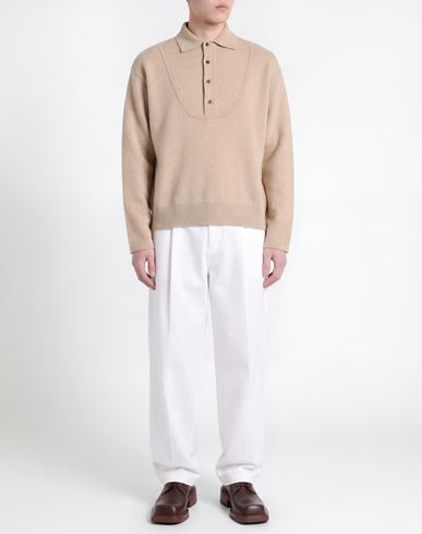 Man Sweater Sand Size L Merino Wool, Cashmere