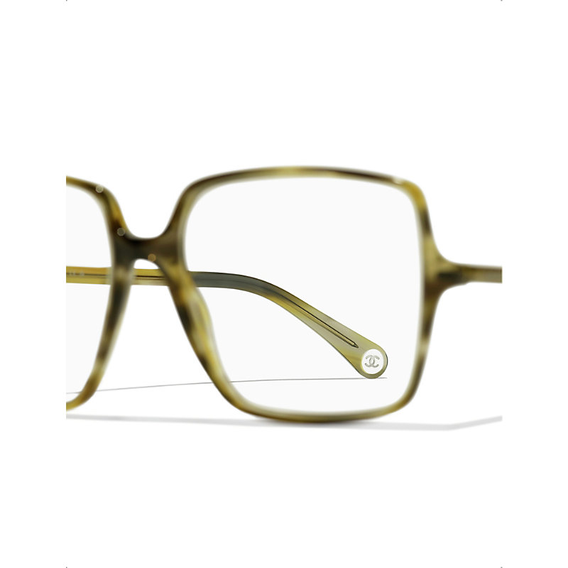 Mens Green Square Eyeglasses One Size