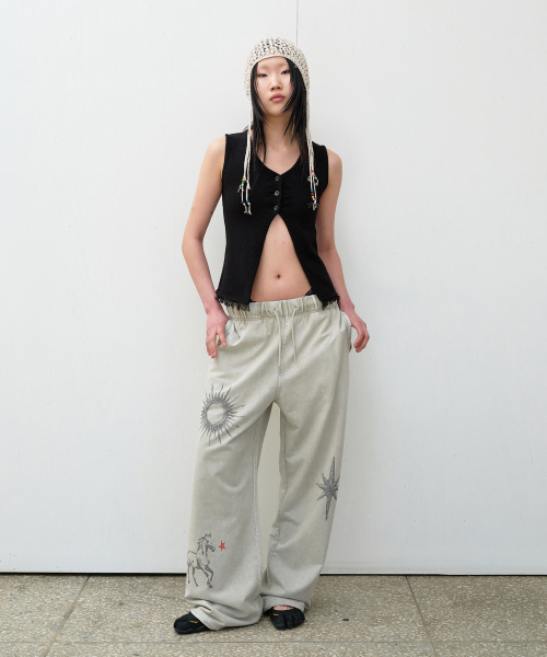 BUTTON KNIT VEST BLACK